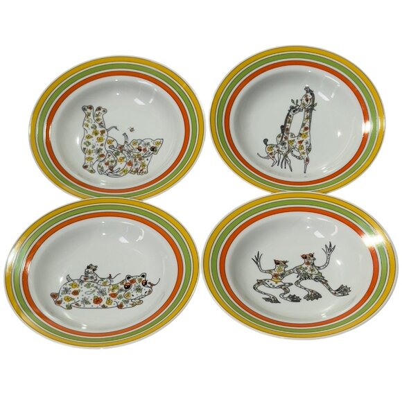 Set Of 4 Zoophisticates By Gant Gaither Bowls Animal Design Porcelain 8.25 Inch - Picture 2 of 12